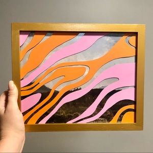 Y2K inspired design over vintage landscape painting 🍊🌺